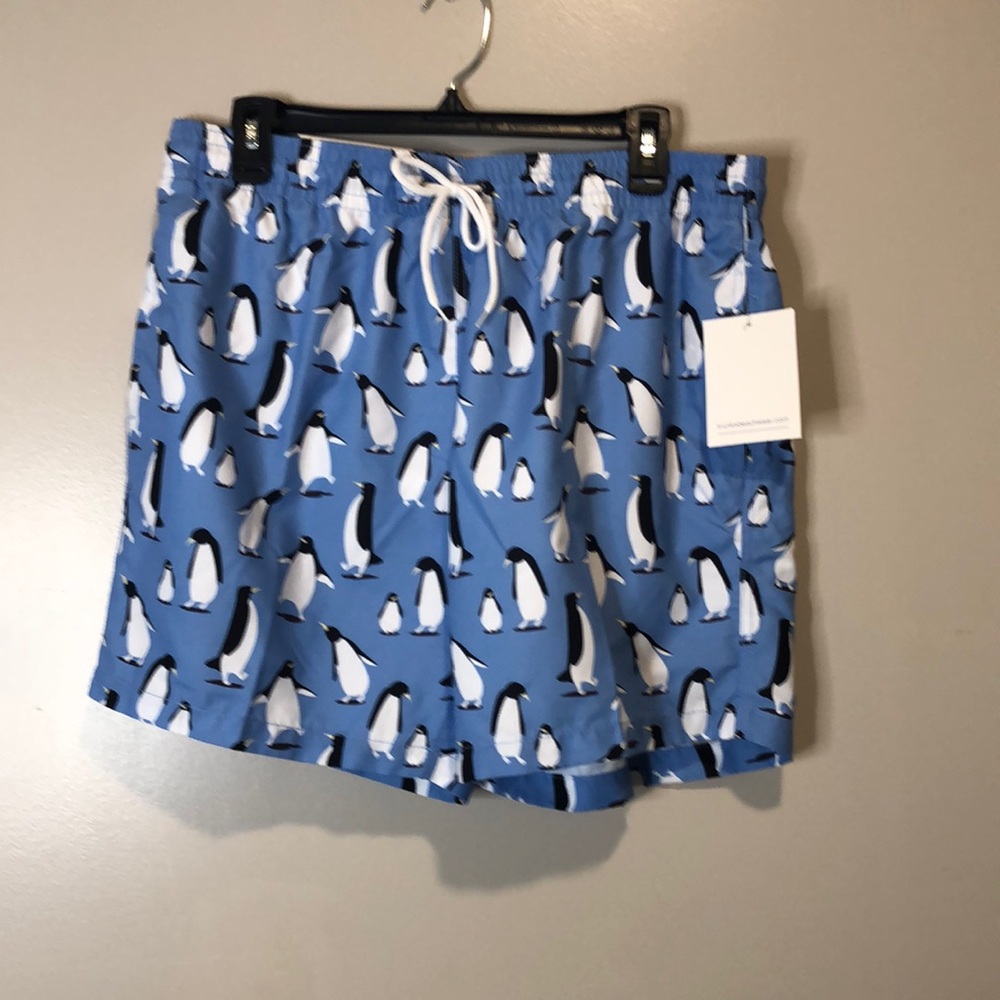 Trunks dusk blue with penguins quick dry new with tags